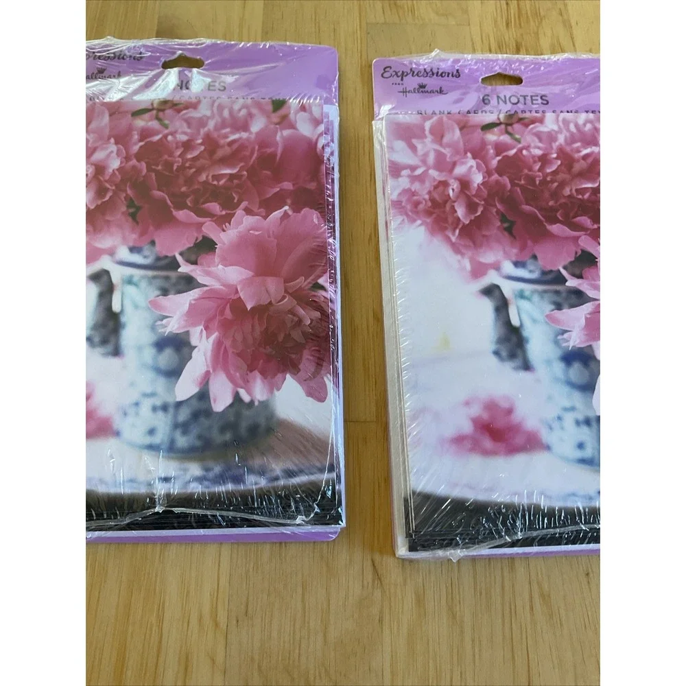 Hallmark‎ Expressions Floral Note Cards Envelopes New Set 2 Chinoiserie Pink